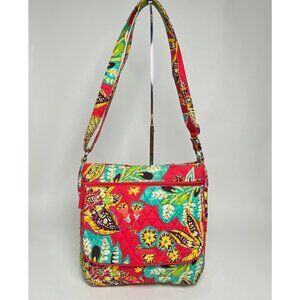 Vera Bradley Signature Double Zip Mailbag Crossbod Red Rumba Quilted Floral Bag